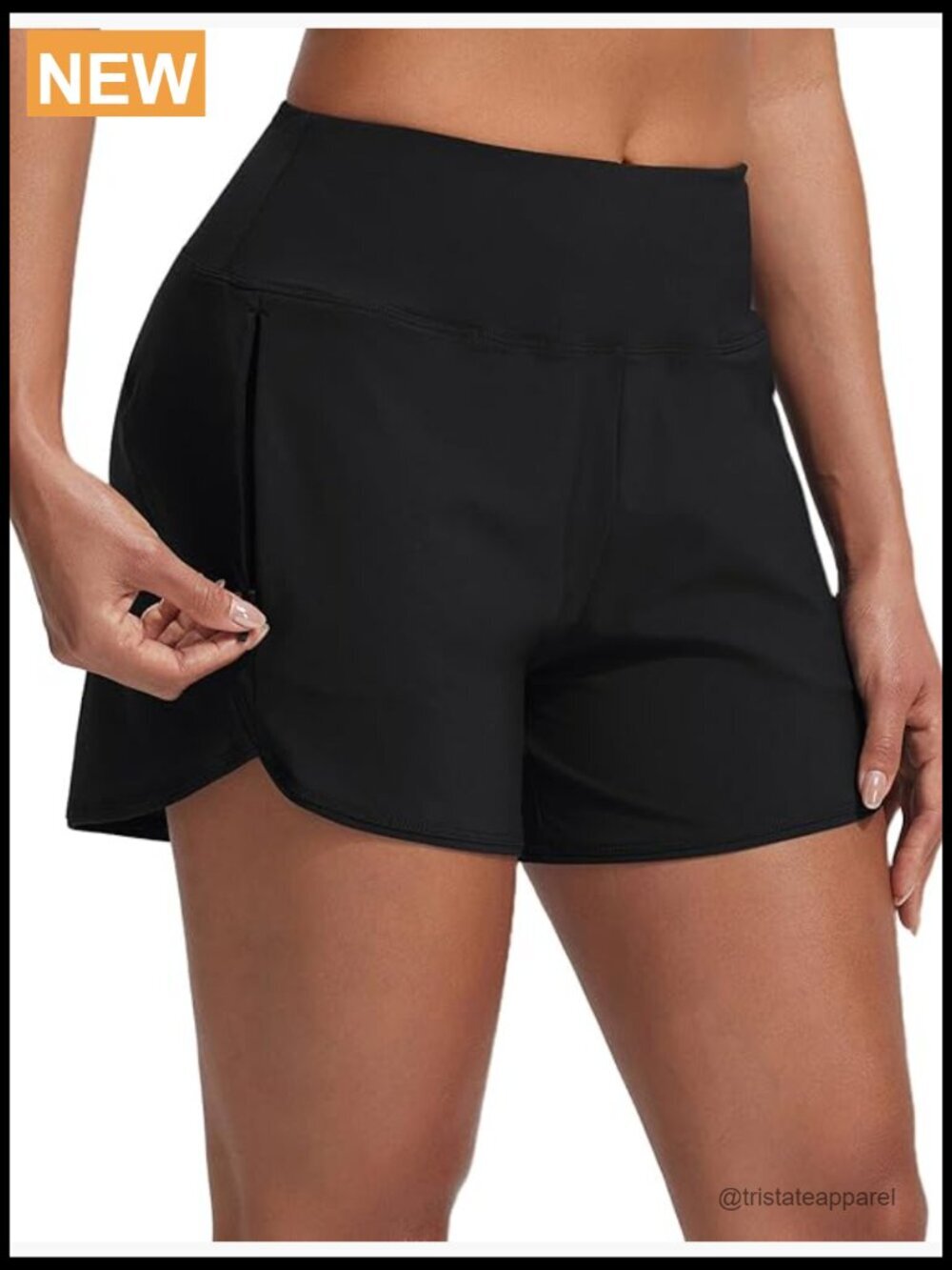 High Waisted Swim Board Shorts 4" Quick Dry UPF 50+ Zipper Pockets